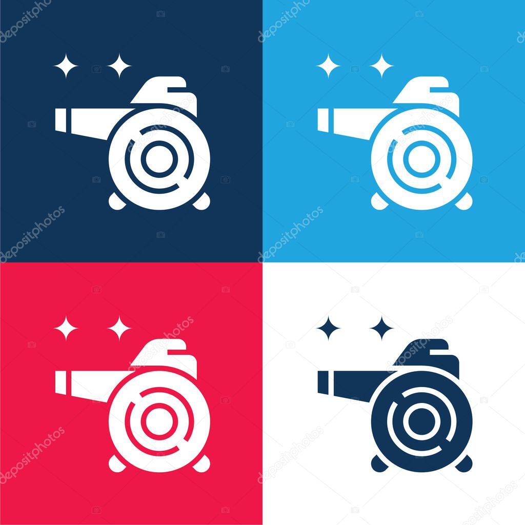 Air Blower blue and red four color minimal icon set