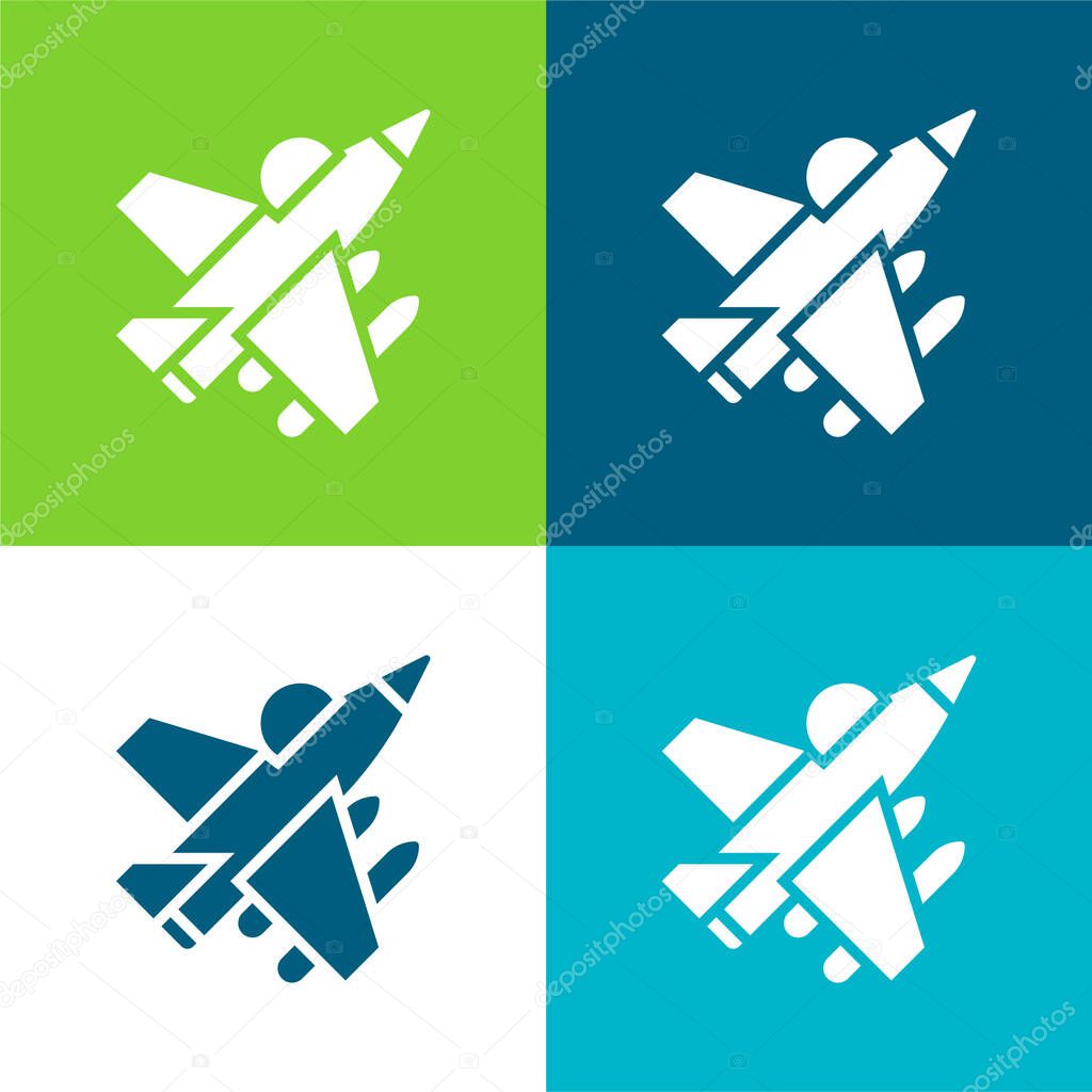 Aircraft Flat four color minimal icon set