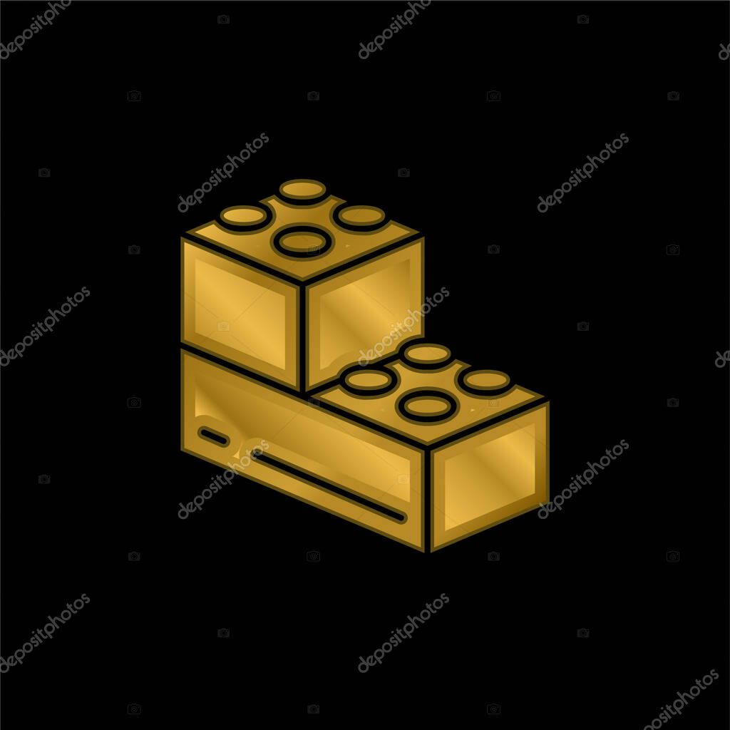 Blocks gold plated metalic icon or logo vector
