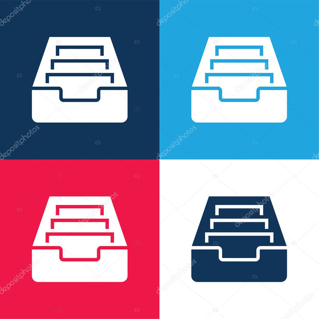 Archive blue and red four color minimal icon set