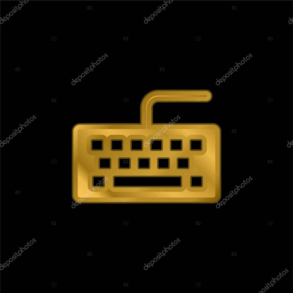Black Keyboard gold plated metalic icon or logo vector