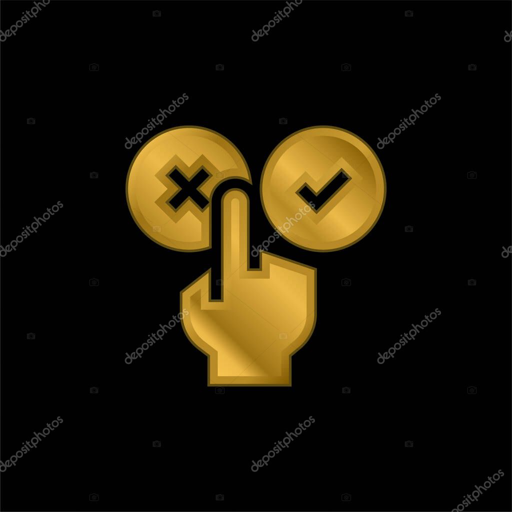 Bad Review gold plated metalic icon or logo vector