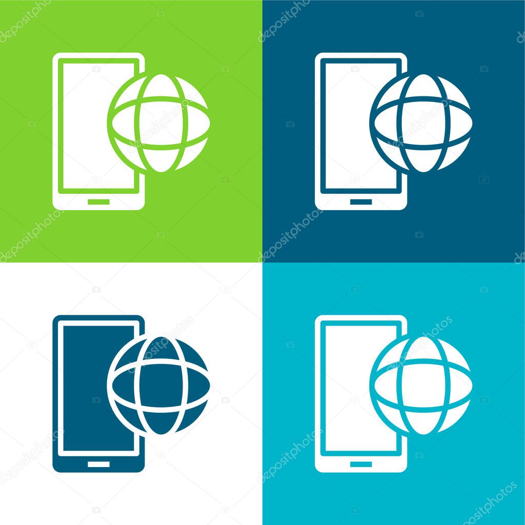 App Flat four color minimal icon set
