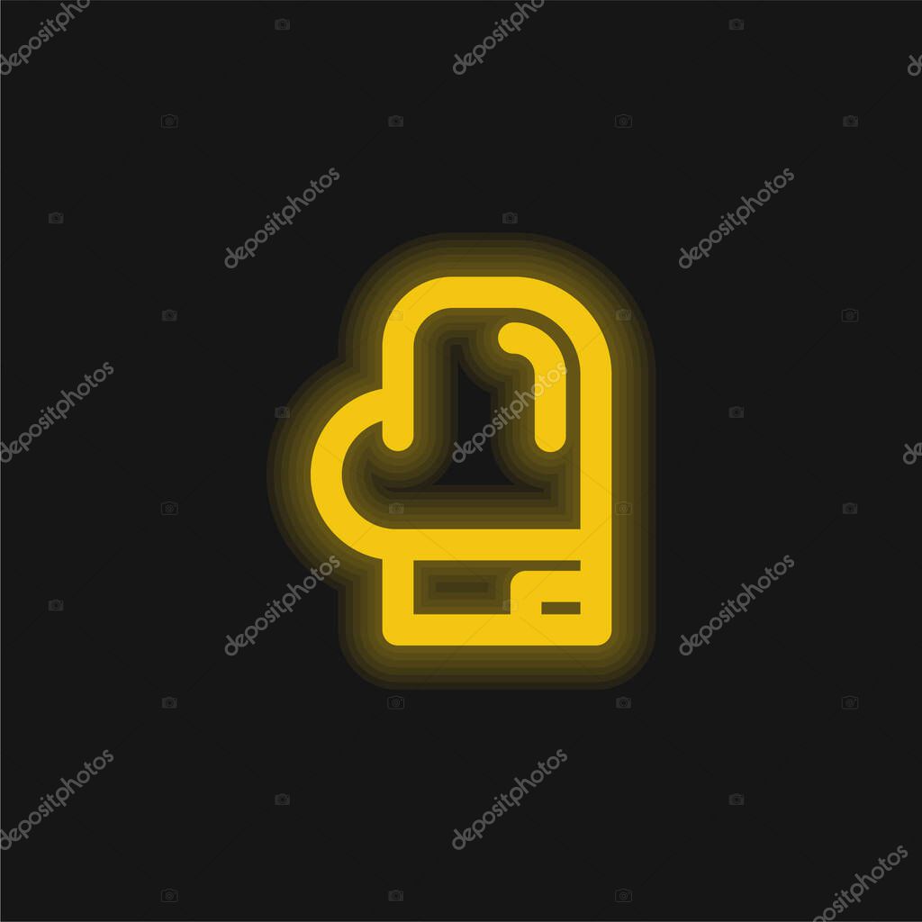 Boxing yellow glowing neon icon