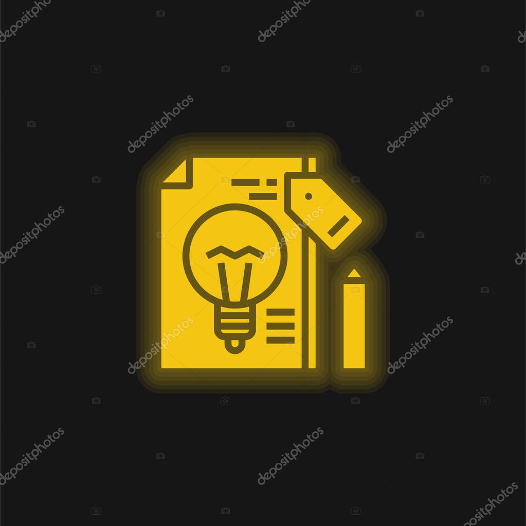 Branding yellow glowing neon icon