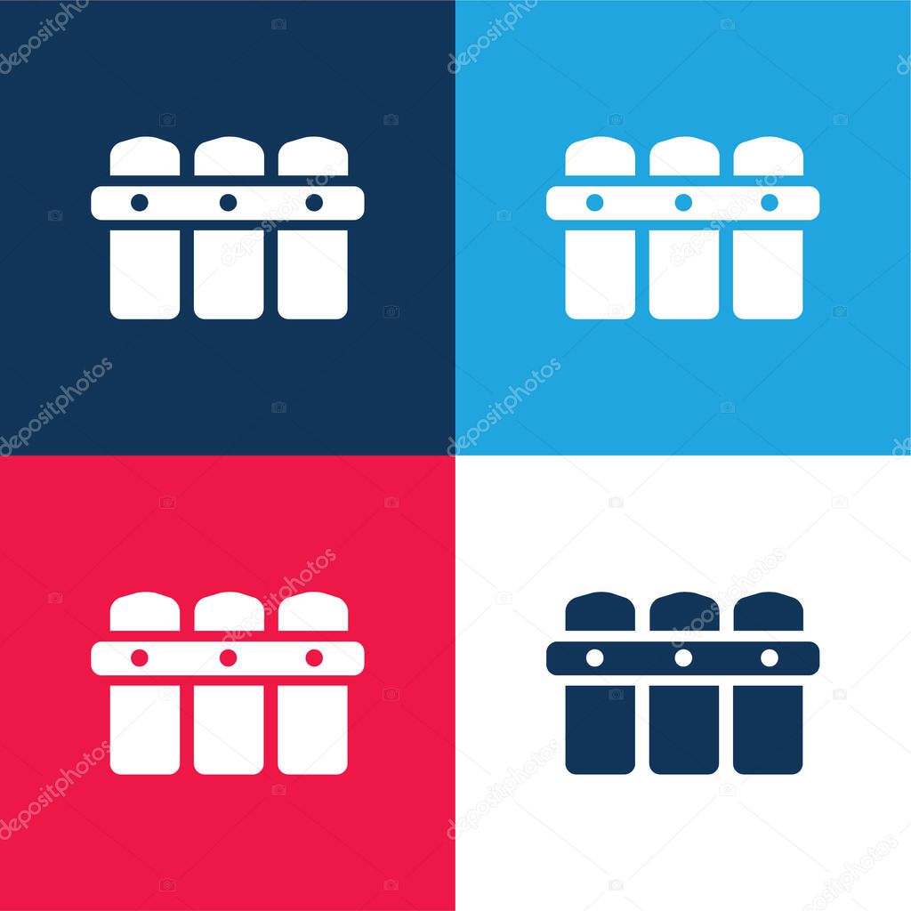 Black Fence blue and red four color minimal icon set