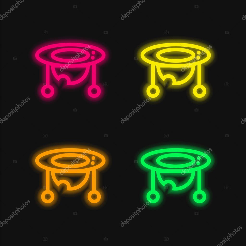 Baby Walker four color glowing neon vector icon