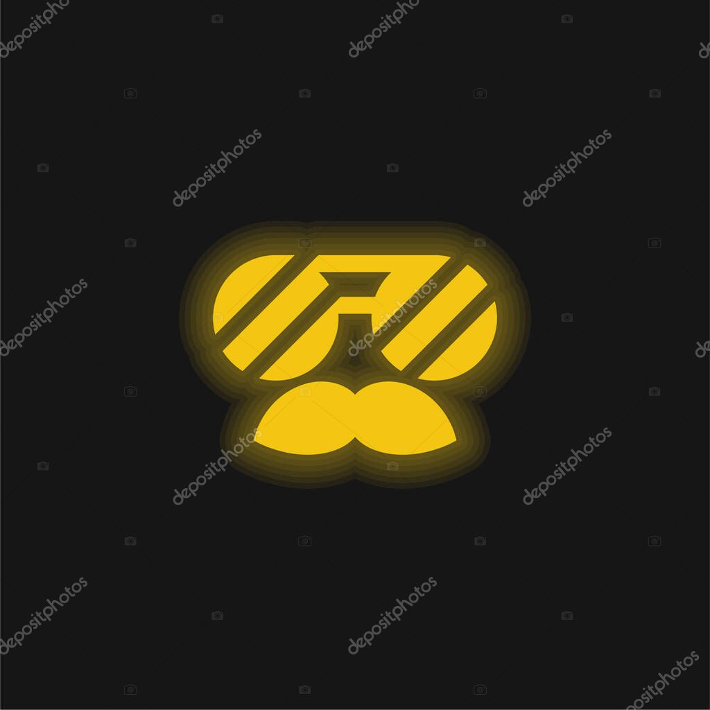 Beard yellow glowing neon icon