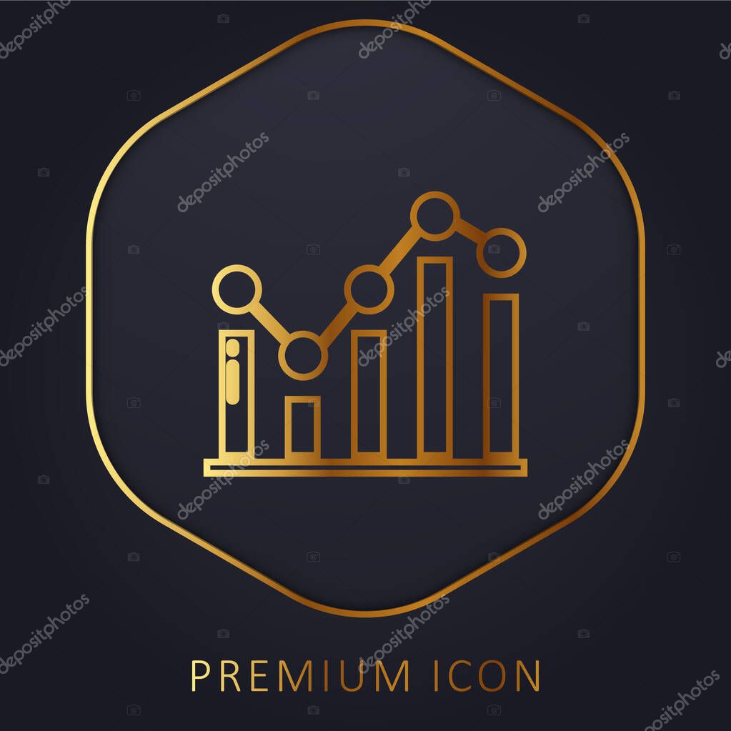 Bar Graph golden line premium logo or icon
