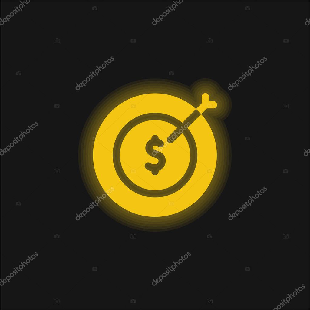 Aim yellow glowing neon icon
