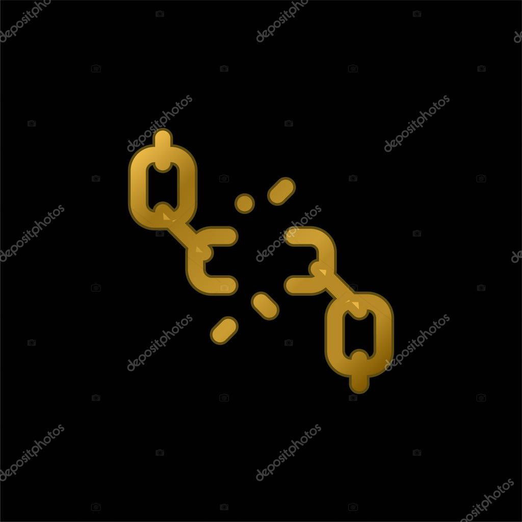 Breaking gold plated metalic icon or logo vector