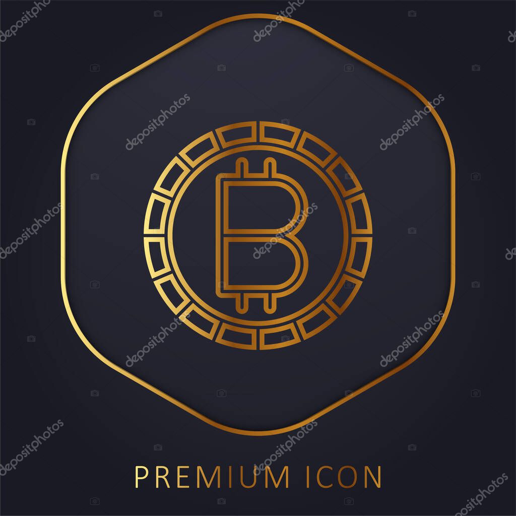 Bitcoin golden line premium logo or icon