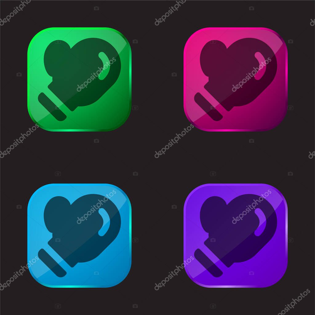Boxing Gloves four color glass button icon