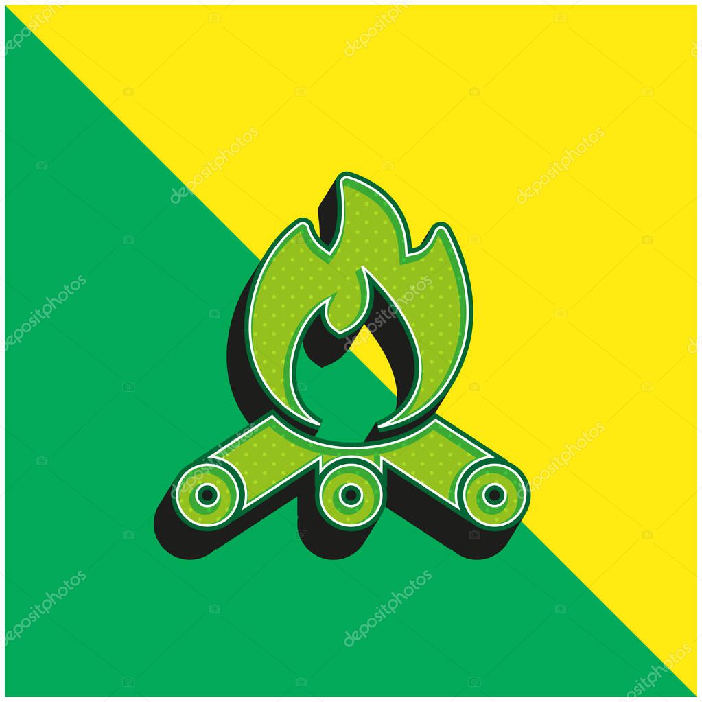 Bonfire Green and yellow modern 3d vector icon logo