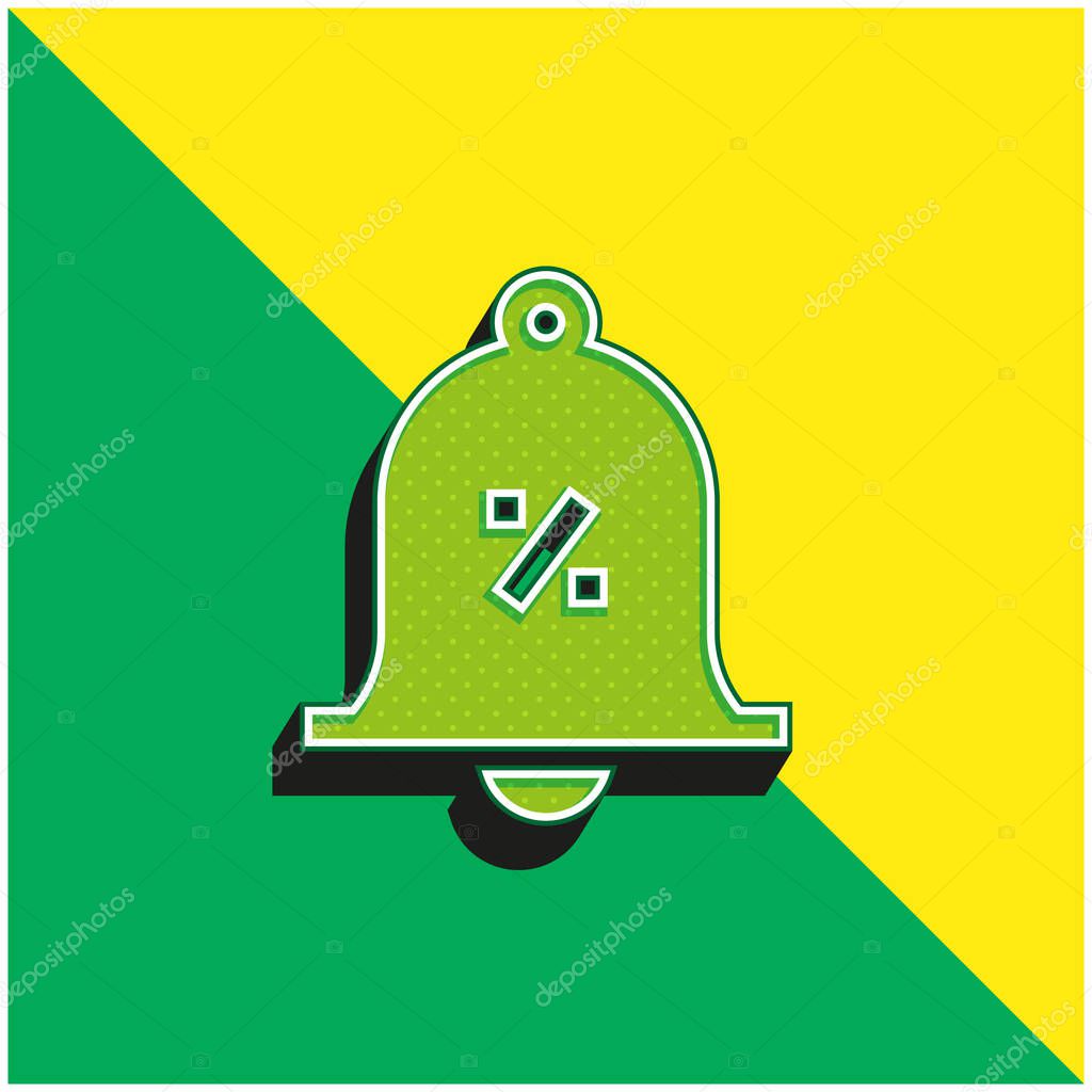 Bell Green and yellow modern 3d vector icon logo