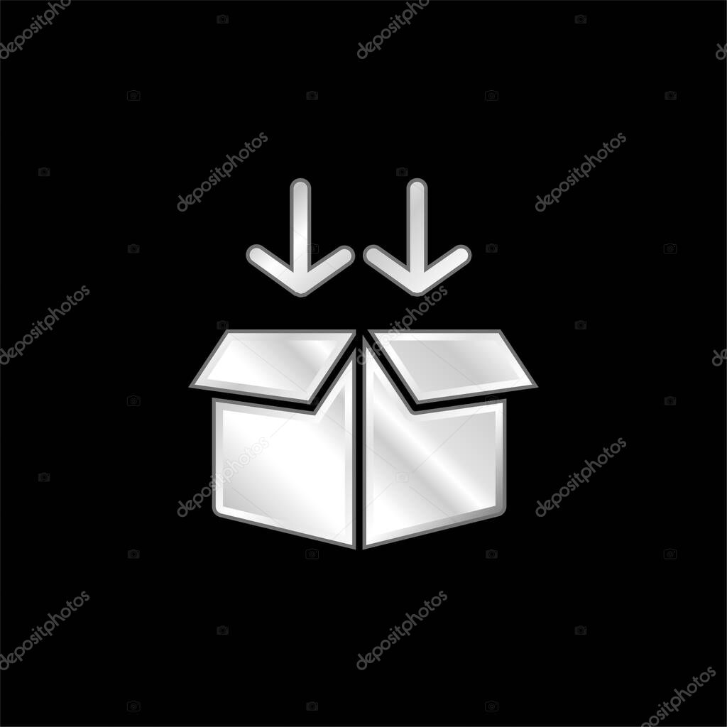 Box silver plated metallic icon
