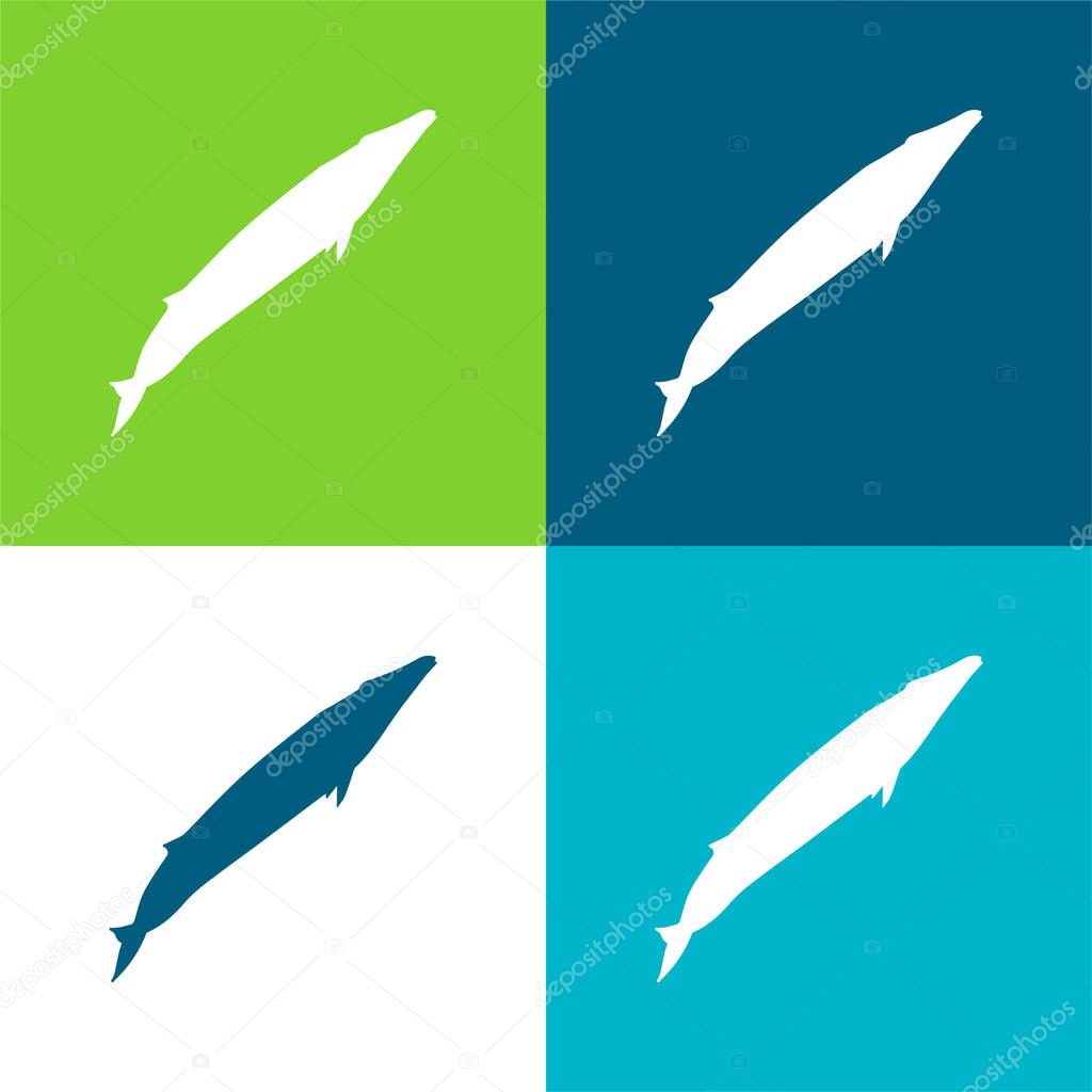 Blue Whale Shape Flat four color minimal icon set