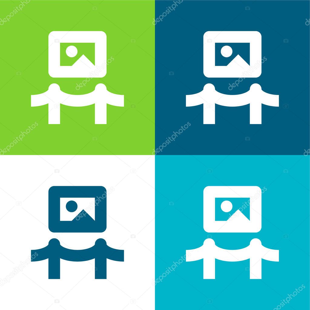 Art Museum Flat four color minimal icon set