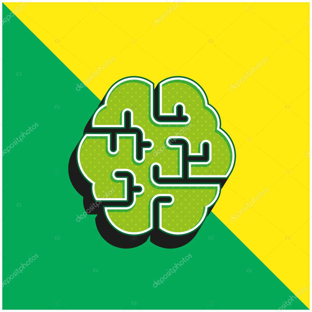 Brain Green and yellow modern 3d vector icon logo