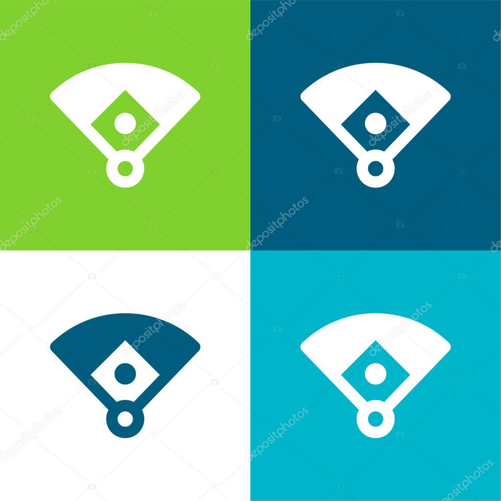 Baseball Diamond Flat four color minimal icon set