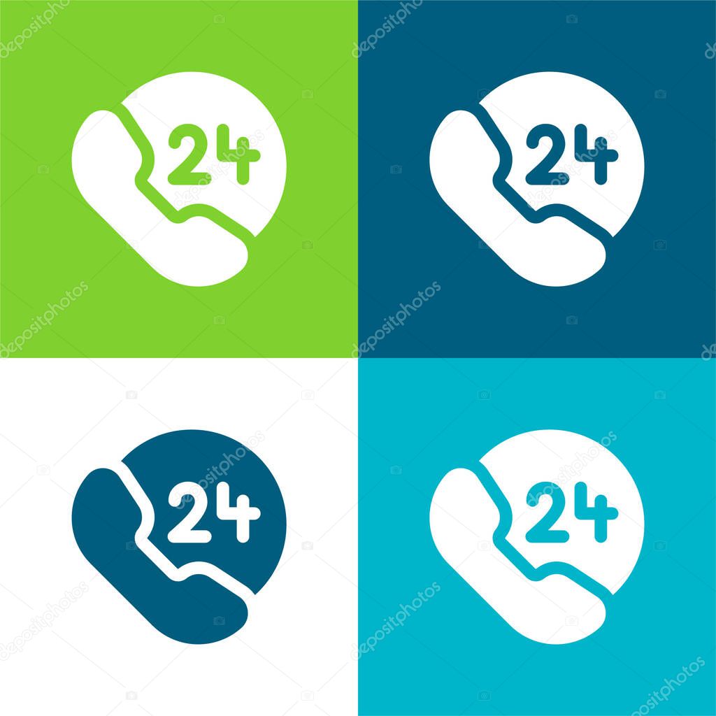 24 Hours Flat four color minimal icon set