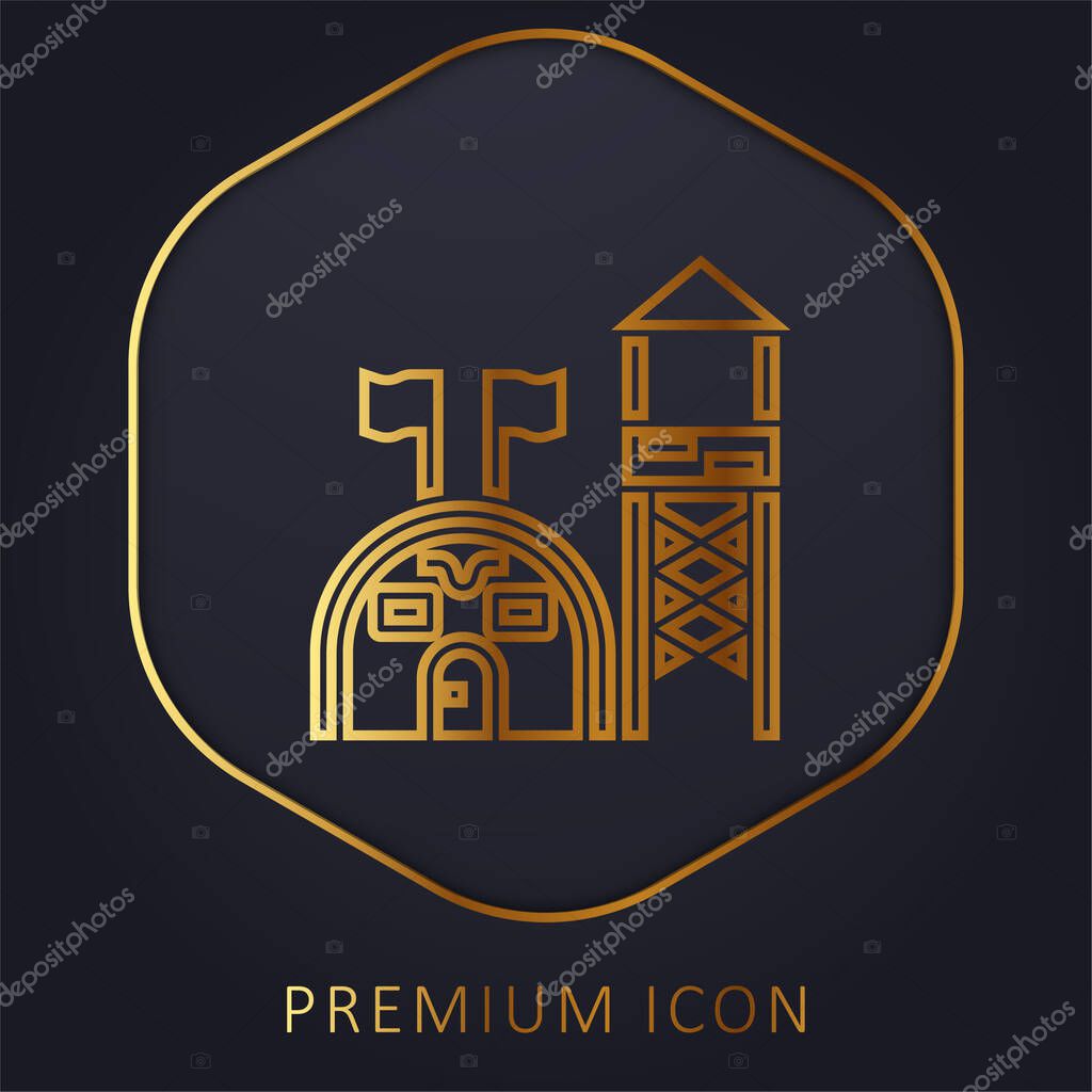 Base golden line premium logo or icon
