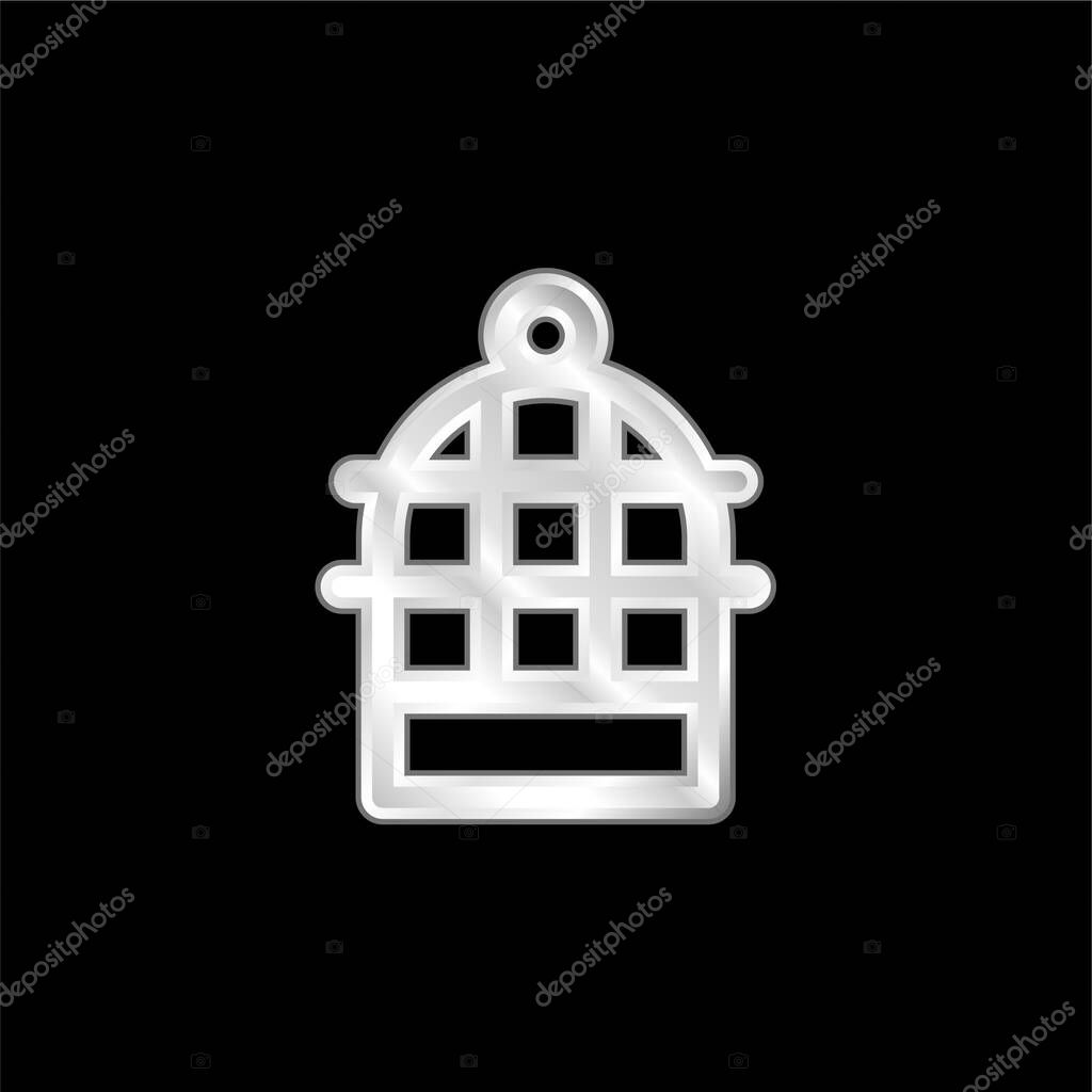 Bird Cage silver plated metallic icon