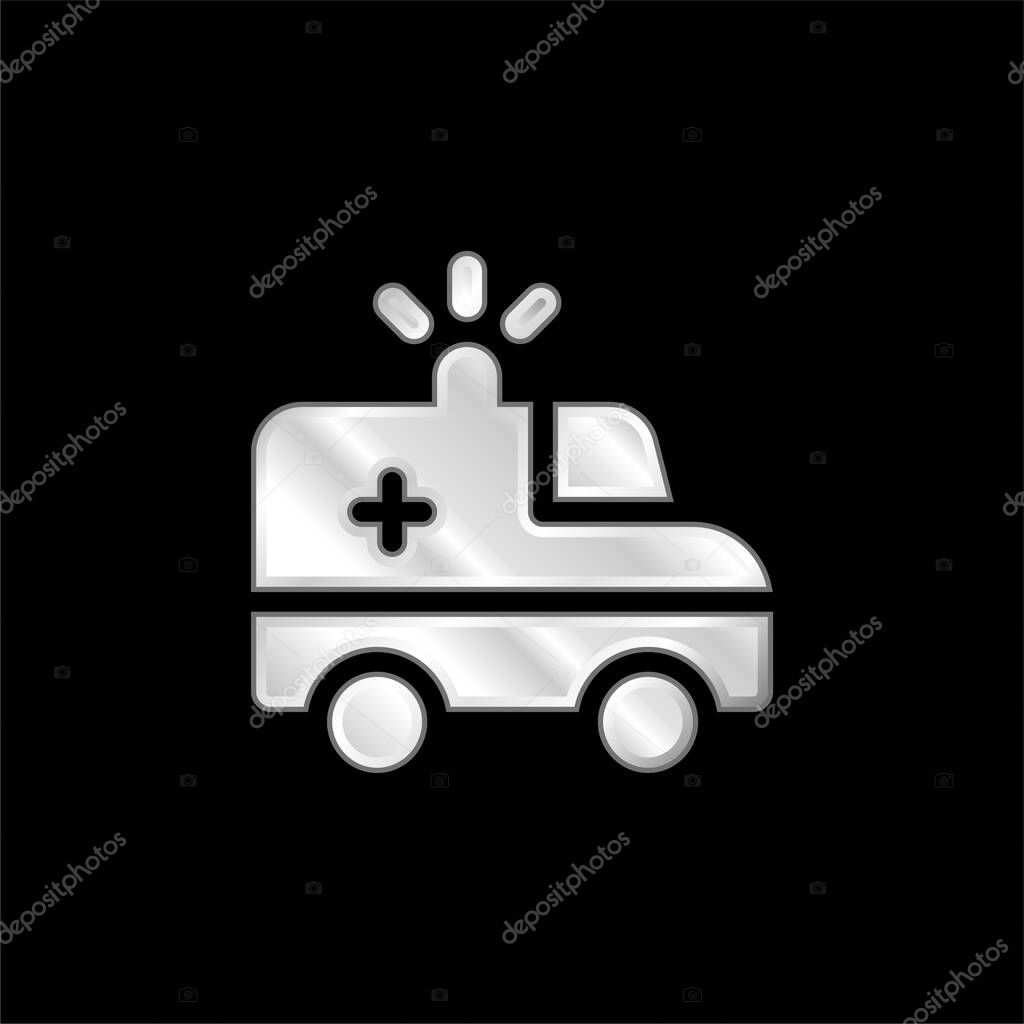 Ambulance silver plated metallic icon