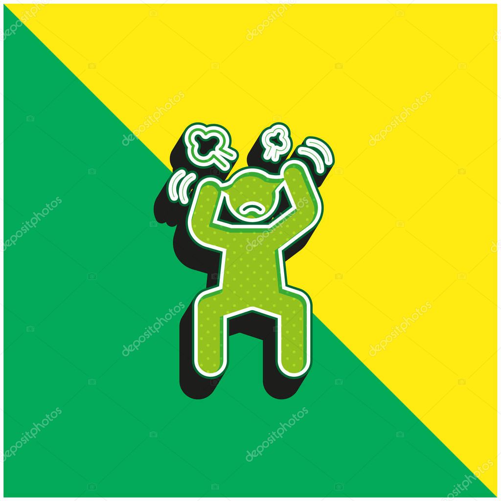 Angry Man Green and yellow modern 3d vector icon logo