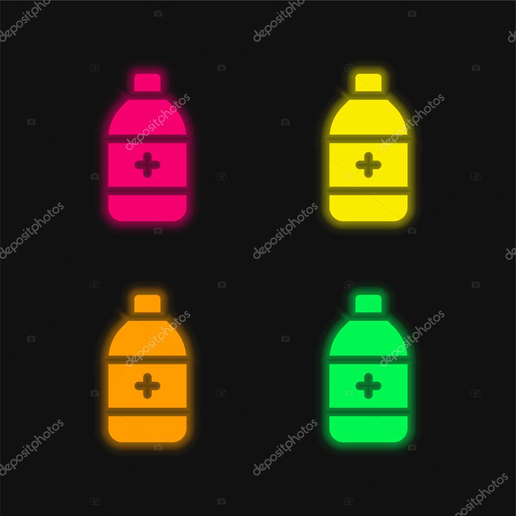 Alcohol four color glowing neon vector icon