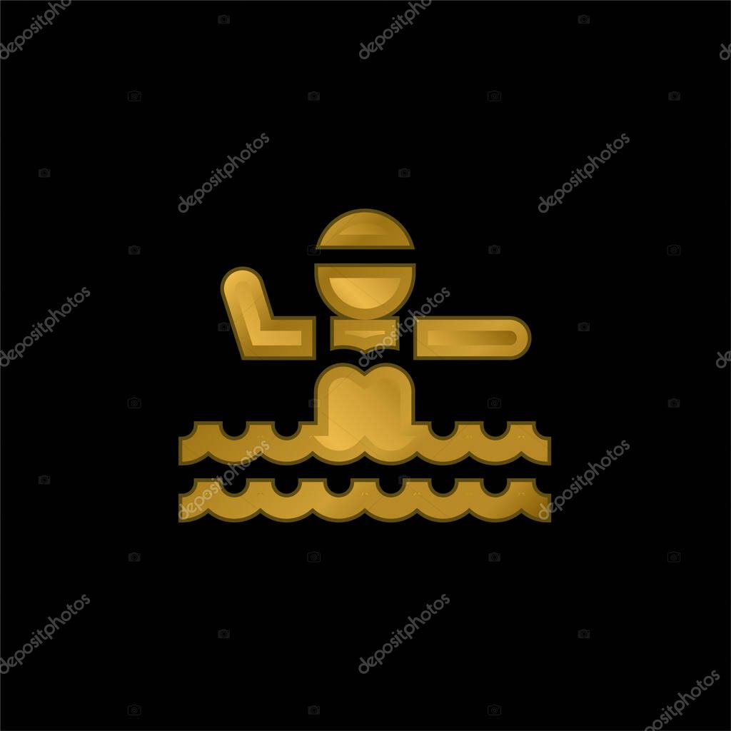 Aquagym gold plated metalic icon or logo vector