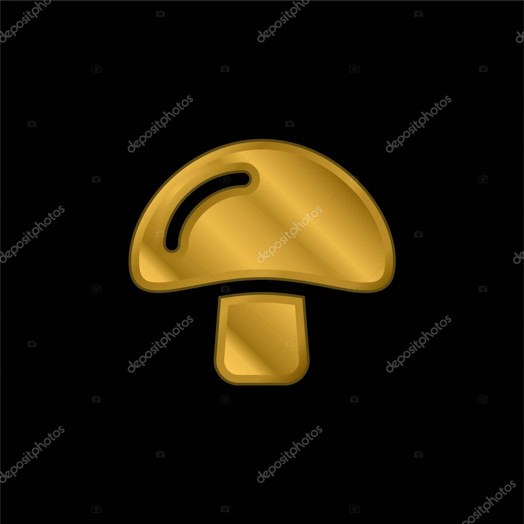 Big Mushroom gold plated metalic icon or logo vector