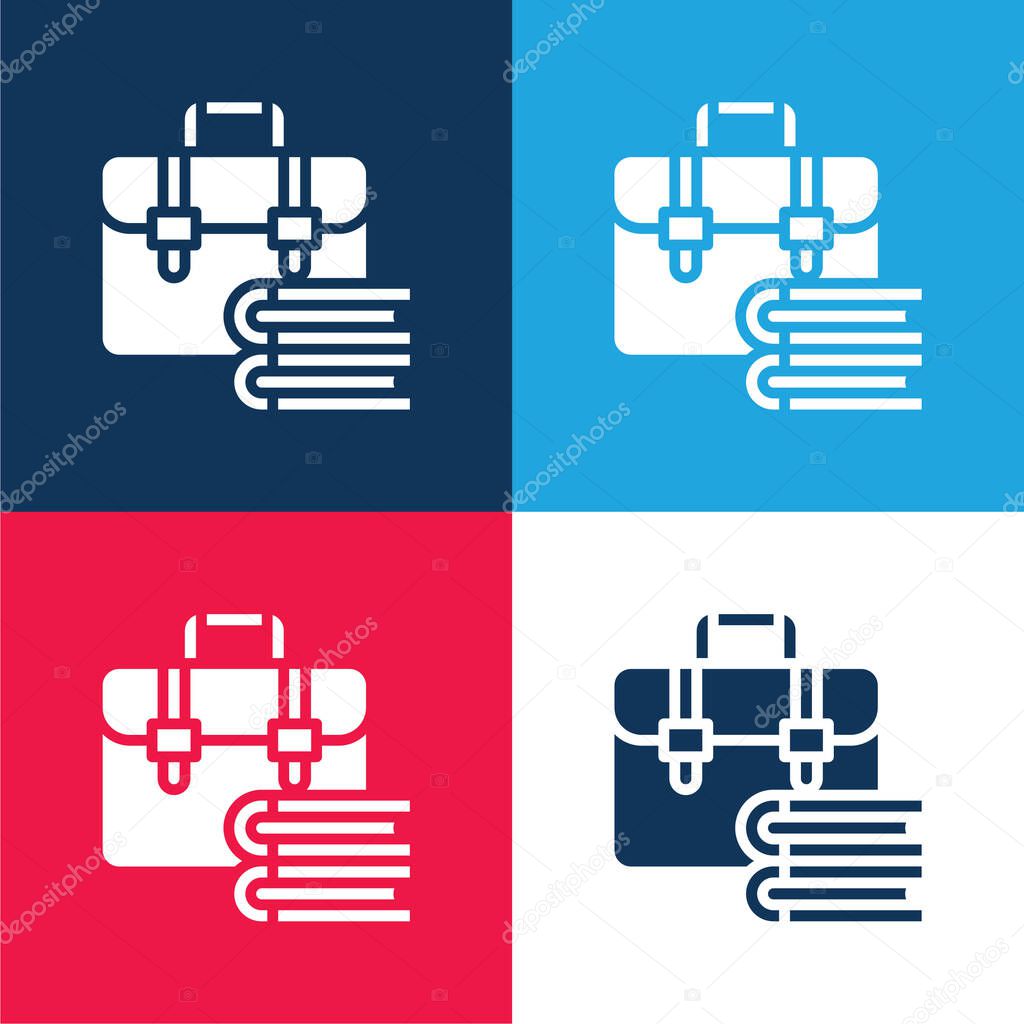 Bag blue and red four color minimal icon set