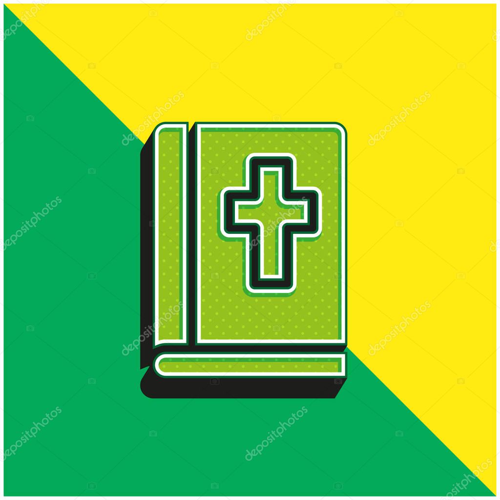 Bible Green and yellow modern 3d vector icon logo