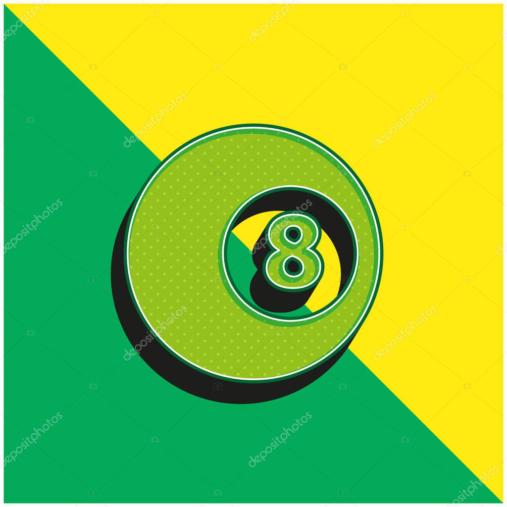 Black Eight Billiard Ball Green and yellow modern 3d vector icon logo