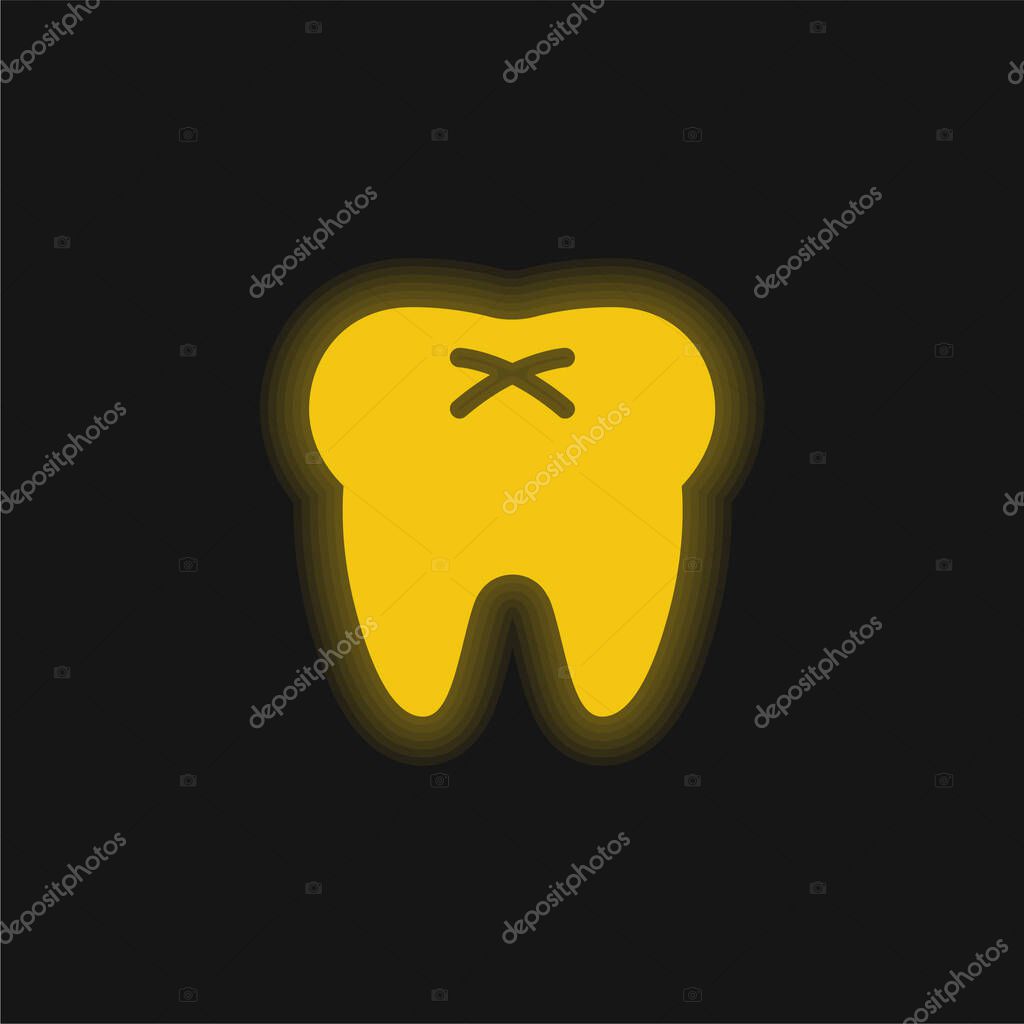 Big Tooth yellow glowing neon icon