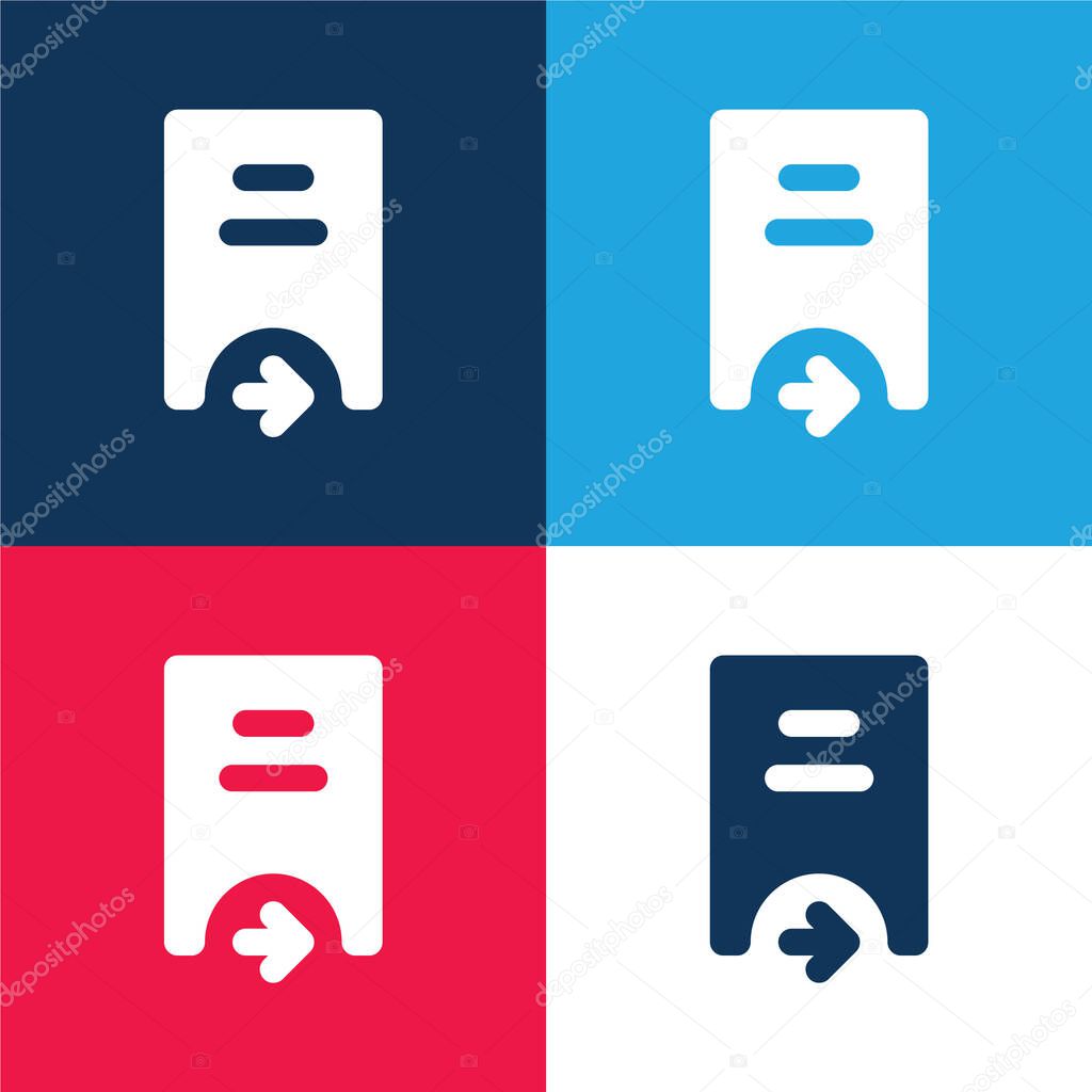 Bank blue and red four color minimal icon set