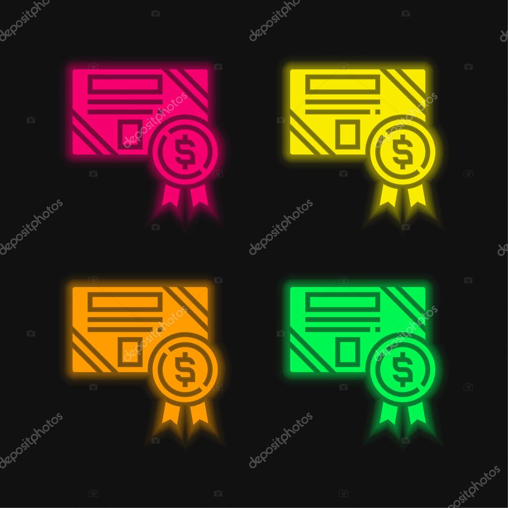 Bond four color glowing neon vector icon