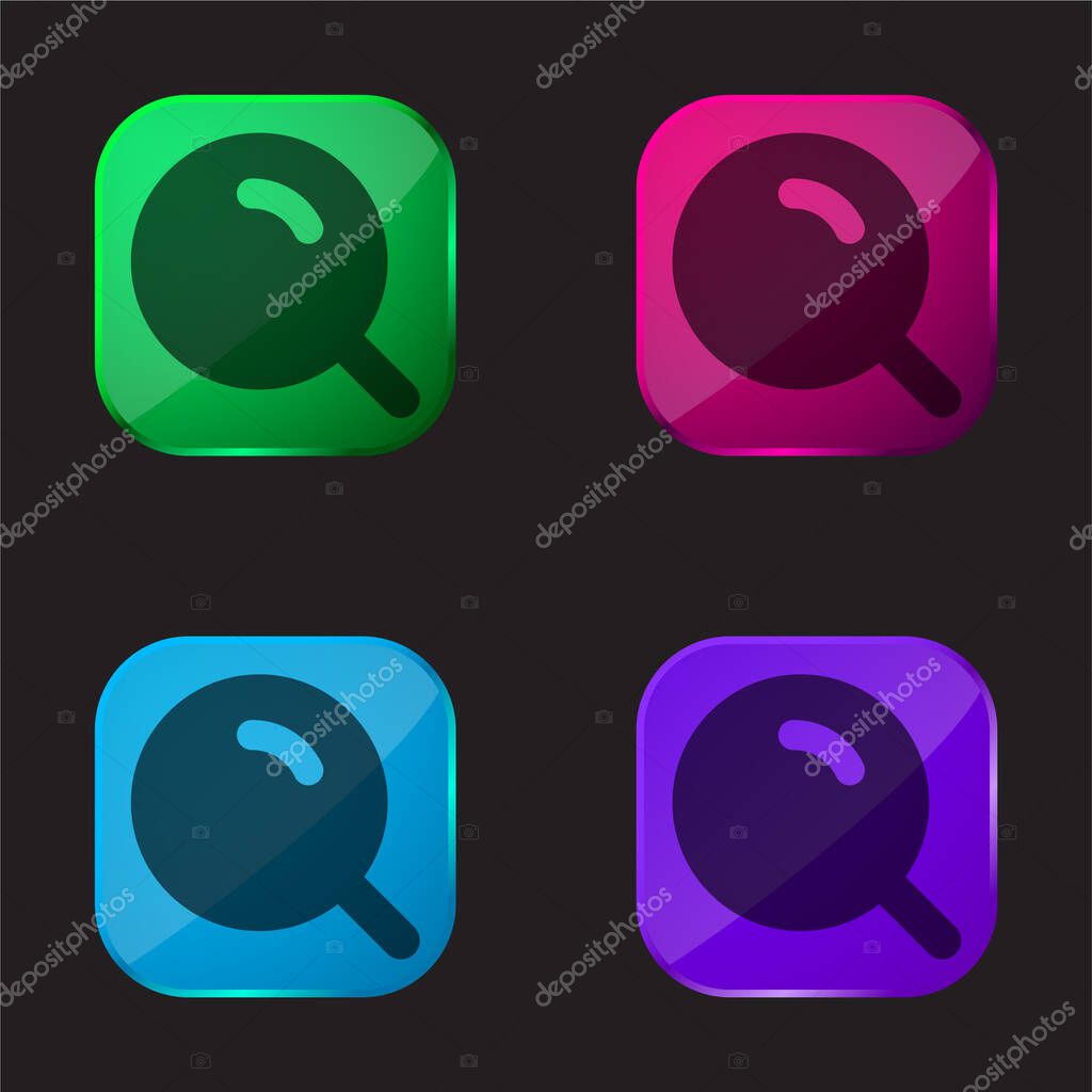Big Magnifier With Shine four color glass button icon