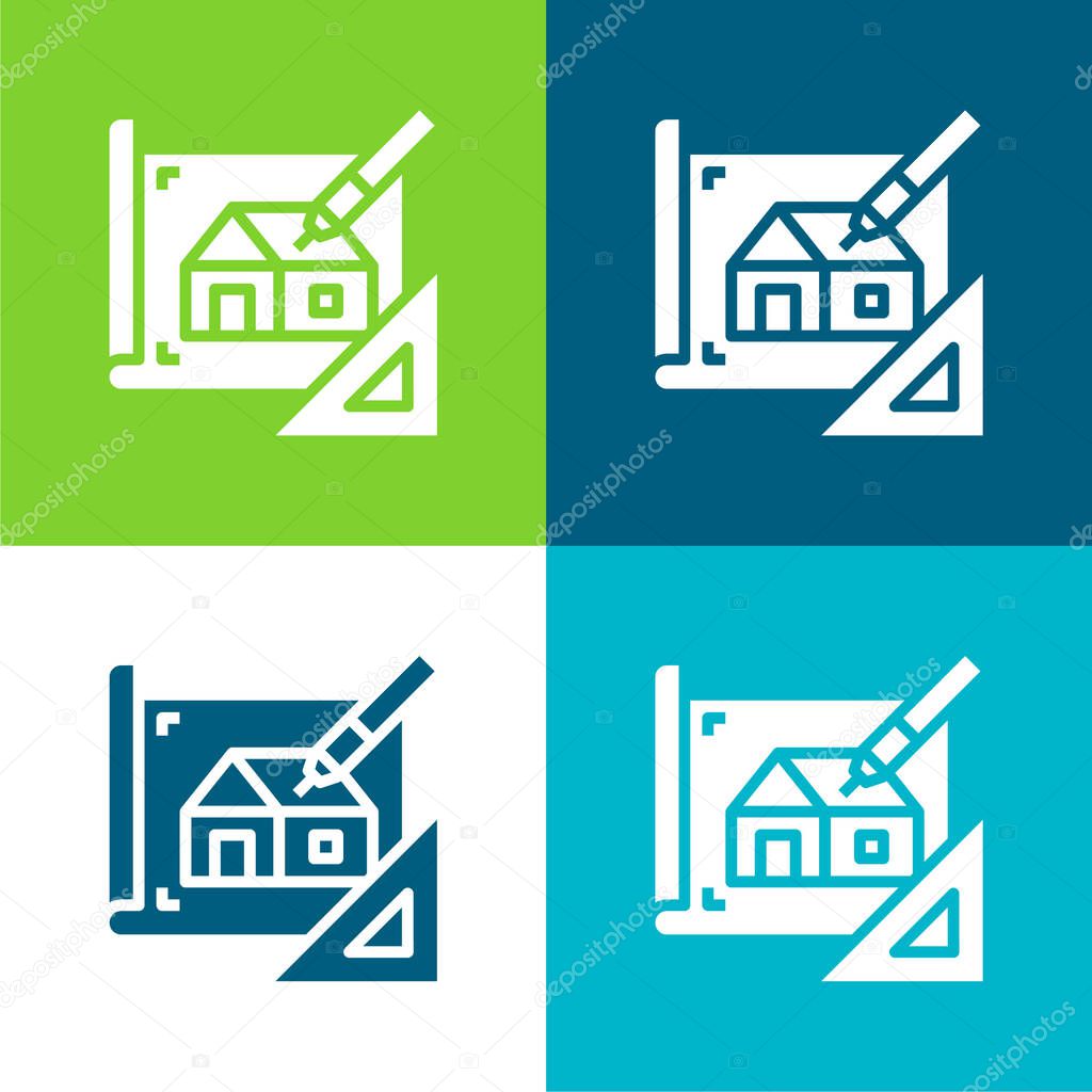 Blueprint Flat four color minimal icon set
