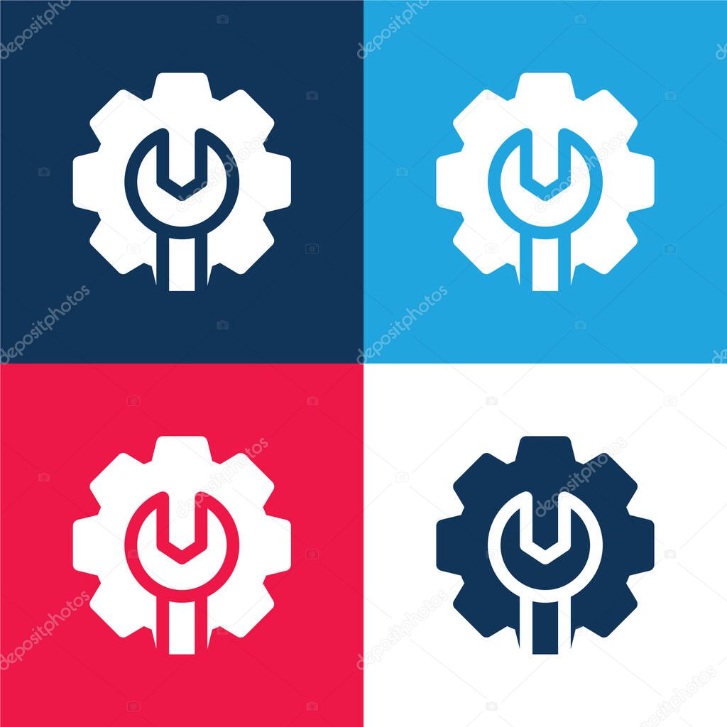Admin blue and red four color minimal icon set