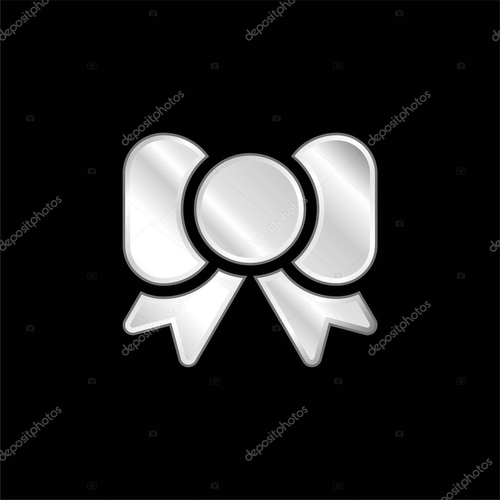 Bowtie silver plated metallic icon