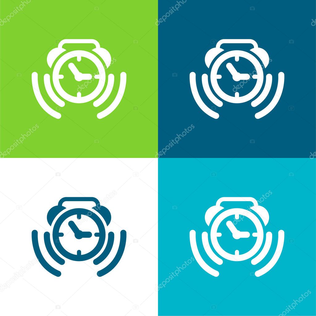 Alarm Clock Ringing Symbol Flat four color minimal icon set