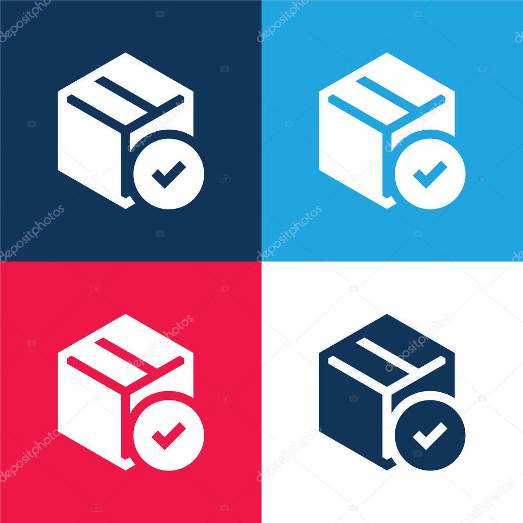 Box blue and red four color minimal icon set