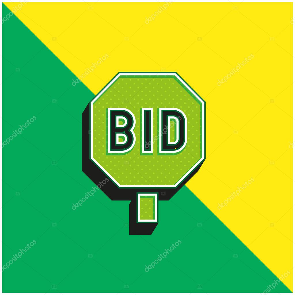 Bidding Green and yellow modern 3d vector icon logo