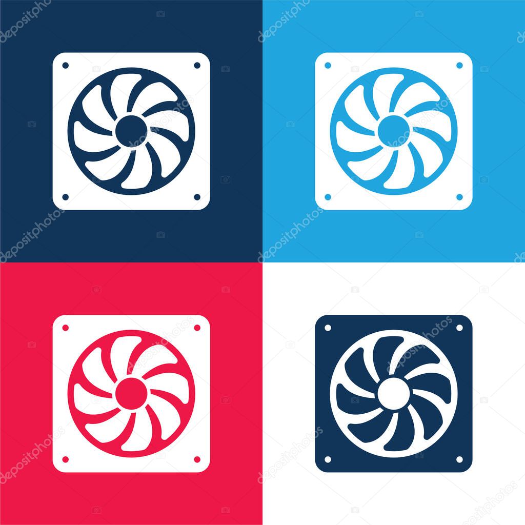 Big Electric Fan blue and red four color minimal icon set