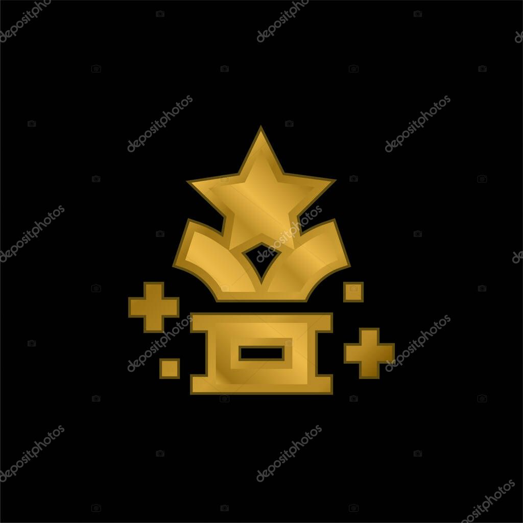 Award gold plated metalic icon or logo vector