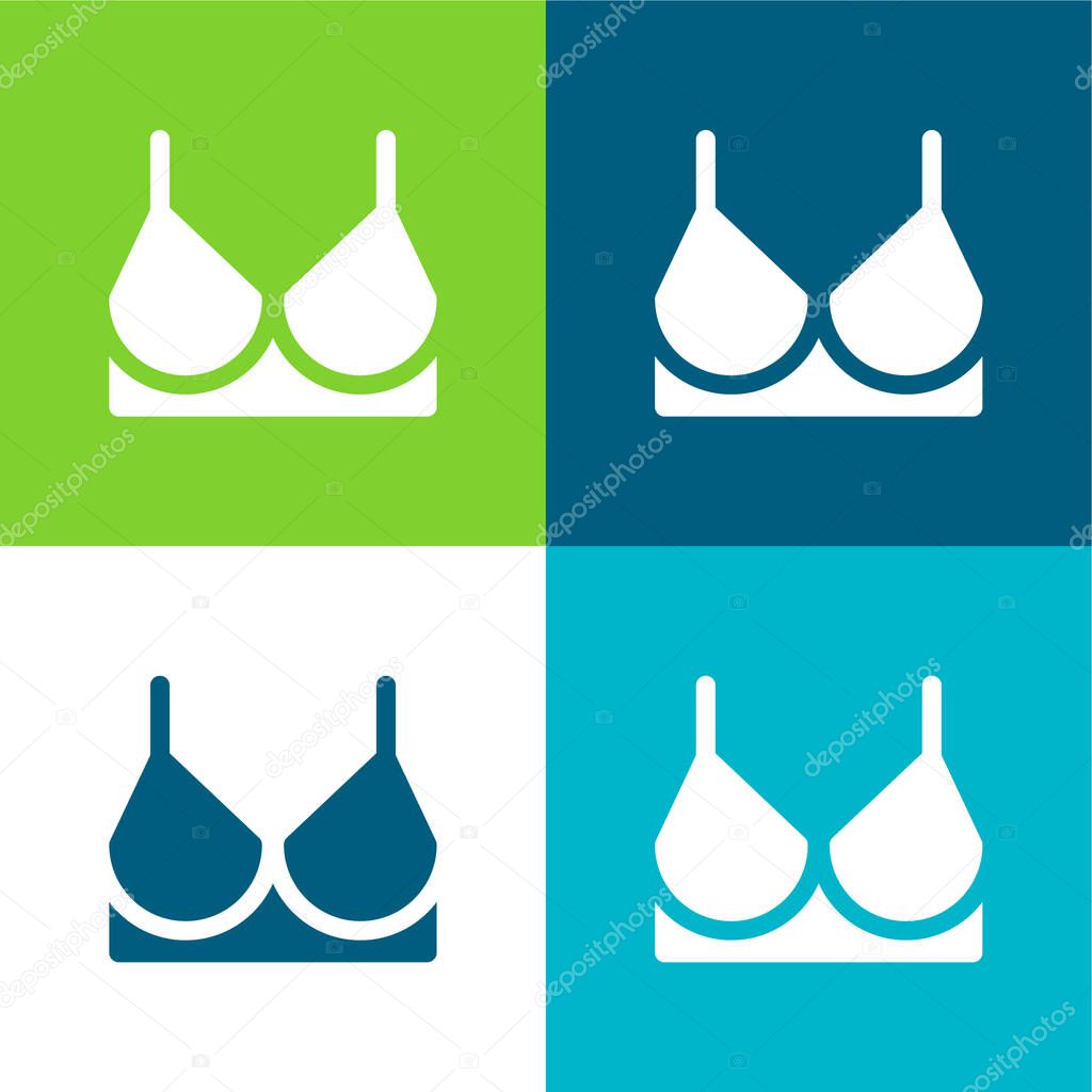 Bra Flat four color minimal icon set