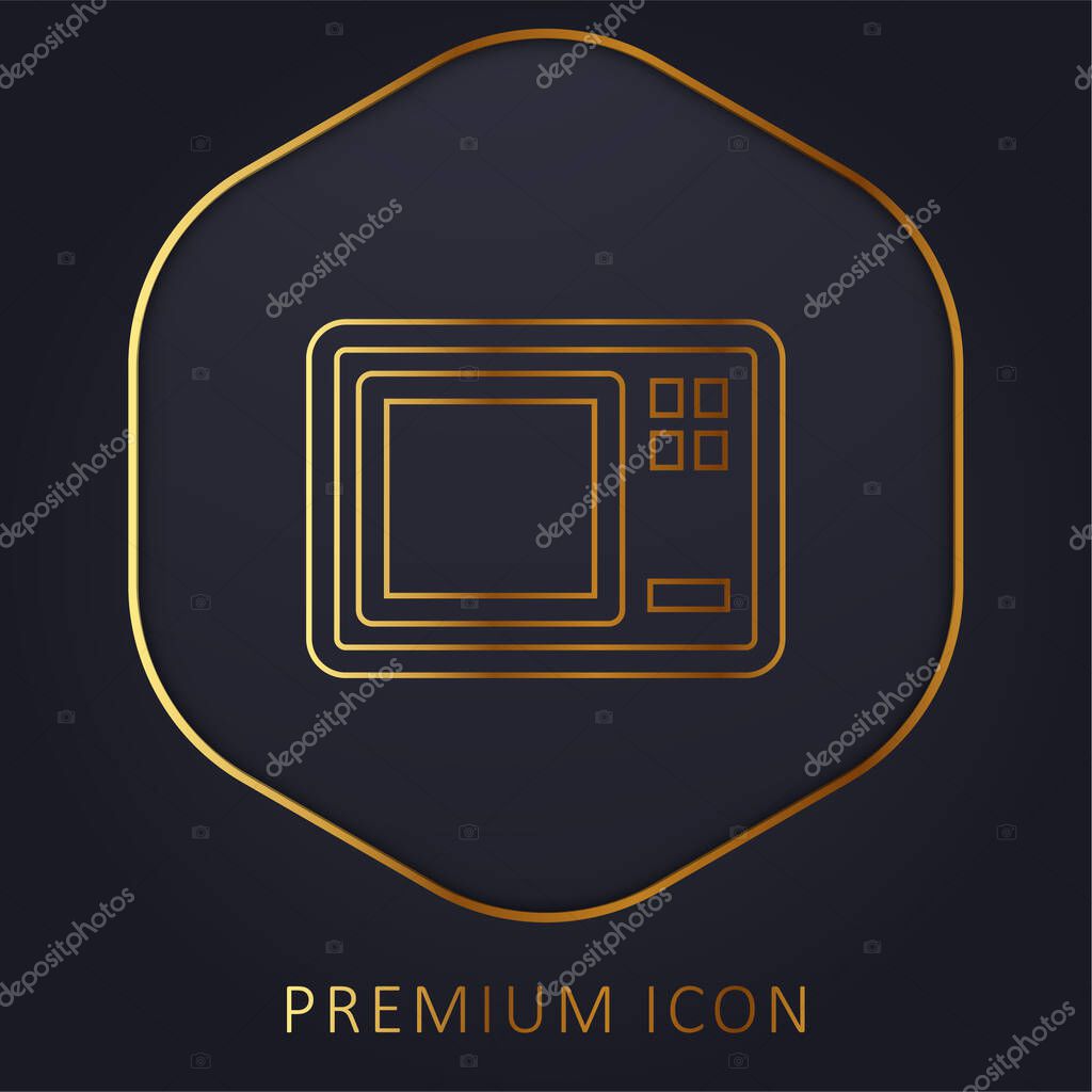 Big Microwave Oven golden line premium logo or icon