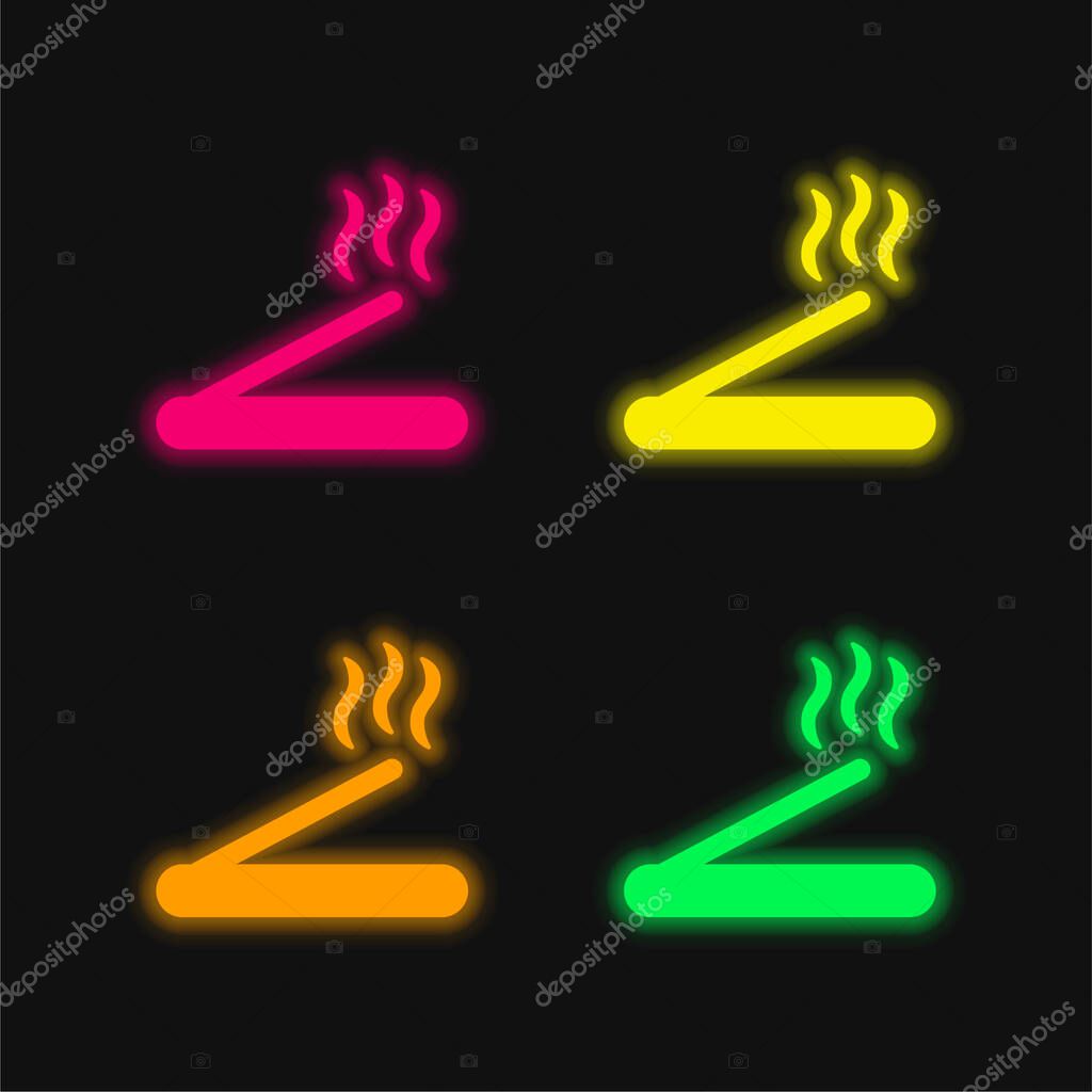 Aromatherapy four color glowing neon vector icon